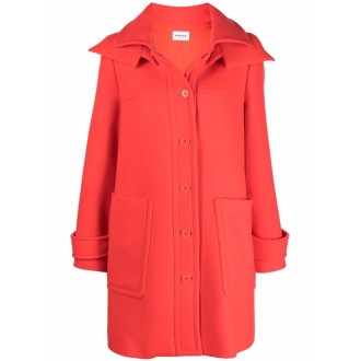 P.A.R.O.S.H. Cappotto arancione in lana vergine con cappuccio morbido