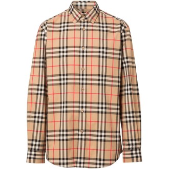 BURBERRY Camicia in popeline di cotone Vintage Check beige