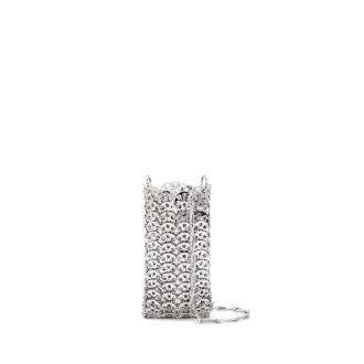 PACO RABANNE Borsa a tracolla con maglie a catena in acciaio color argento