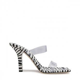 Paris Texas - White/black Zebra-print Leather Sandals