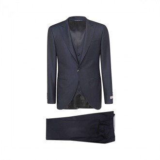Canali - Blue Wool-silk Blend Three-piece Suit