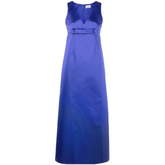 P.A.R.O.S.H. vestito lungo blu royal smanicato con scollo a V