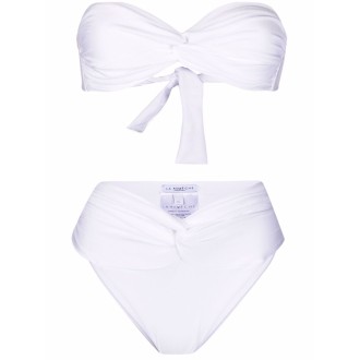 LA REVECHE Bikini due pezzi bianco con dettagli annodati