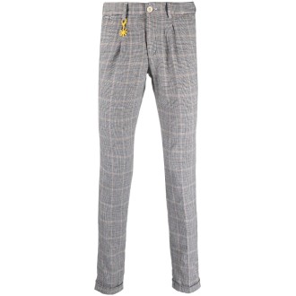 MANUEL RITZ pantaloni sartoriali in cotone e lino con motivo pied-de-poule