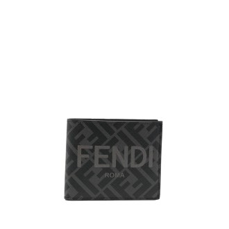 FENDI portafoglio nero e grigio con logo FF Fendi all-over
