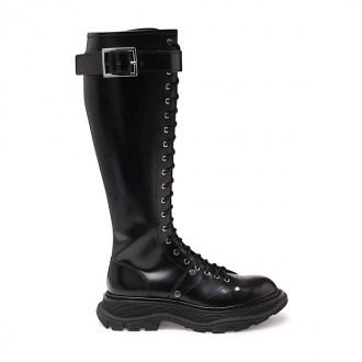 Alexander Mcqueen - Black Leather Tread Boots