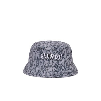 BUBBLE BOOBLE ALL OVER PRINT BUCKET HAT CHARCOAL HEATHER