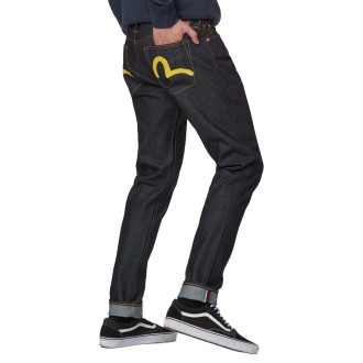EVISU 2017 YELLOW SEAGULL PRINT JEANS INDIGO