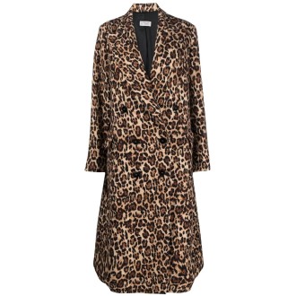 ALBERTO BIANI cappotto doppiopetto leopardato in lana vergine marrone
