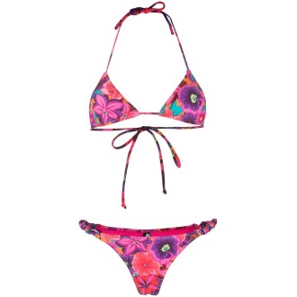 REINA OLGA bikini multicolore con stampa floreale rosa e viola
