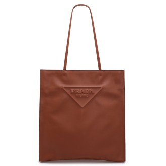 Prada Embossed Triangular Logo Shopping Bag MED