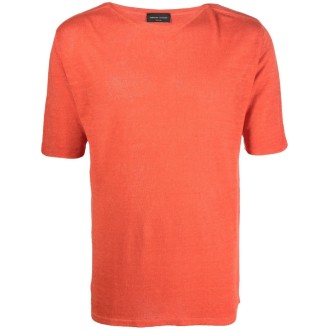 ROBERTO COLLINA T-shirt in lino e viscosa riciclata ECOVERO arancione