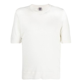 ELEVENTY T-shirt bianca in cotone e lino a maniche corte