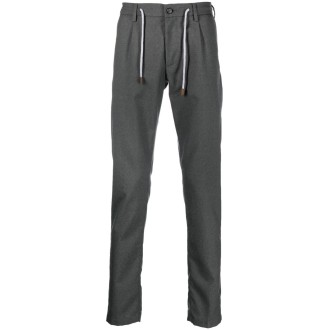 ELEVENTY pantalone dritto con coulisse in lana grigio antracite