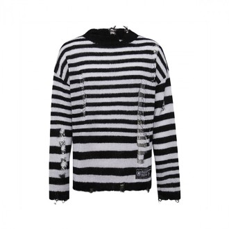 Balmain - Black And White Destroyed Mohair Sweater
