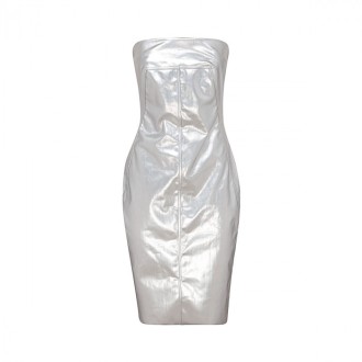 Rick Owens - Silver-tone Coated Cotton Dress