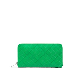 BOTTEGA VENETA Portafoglio in pelle di vitello intrecciata verde parakeet