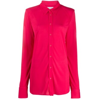 BOTTEGA VENETA Camicia rosa lollipop semitrasparente con collo francese