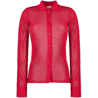 BOTTEGA VENETA Camicia trasparente in cotone rosso
