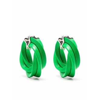 BOTTEGA VENETA Orecchini a cerchio intrecciati in pelle verde