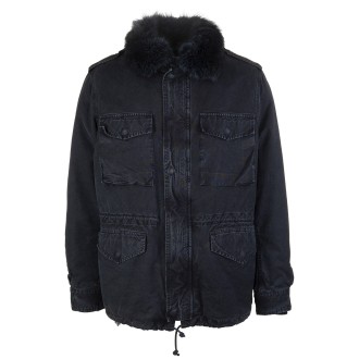 GIOVI Parka uomo in pelliccia blu