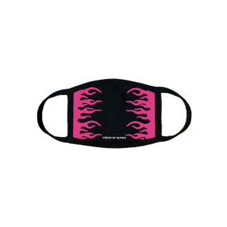 VISION OF SUPER Mascherina Flames Nera e Fucsia