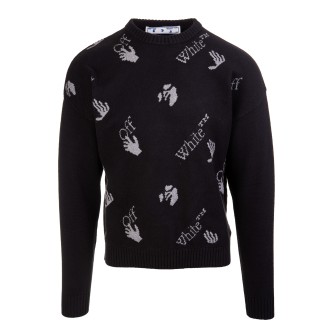 OFF-WHITE Pullover a Girocollo Allover Logo Nero Uomo