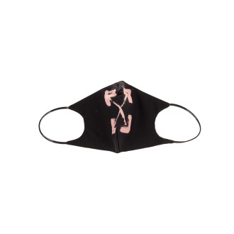 OFF-WHITE Mascherina Nera Con Frecce Pennellate Rosa Donna