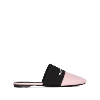 GIVENCHY Mule Piatte Givenchy 4G In Pelle Box Nera e Rosa Blush<BR/>