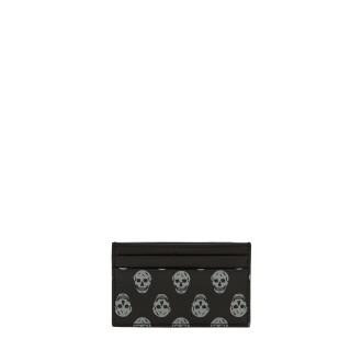 ALEXANDER MCQUEEN Porta Carte Biker Skull In Nero e Bianco Uomo