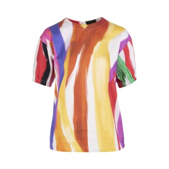STELLA JEAN T-Shirt Bianca Donna Con Stampa Multicolore