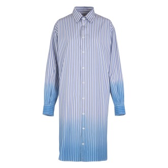MARNI Abito Chemisier Midi Donna In Popeline Spugnato Azzurro