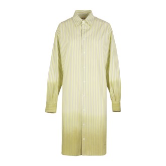 MARNI Abito Chemisier Midi Donna In Popeline Spugnato Verde