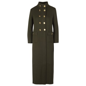 CHARLOTT Cappotto Doppiopetto Lungo Donna In Lana Verde Militare