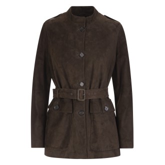 'S MAX MARA Giacca Sir In Pelle Scamosciata Grigio Scuro