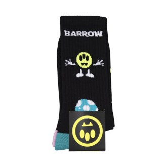 BARROW Calzini Unisex Neri Con Logo e Motivo Grafico