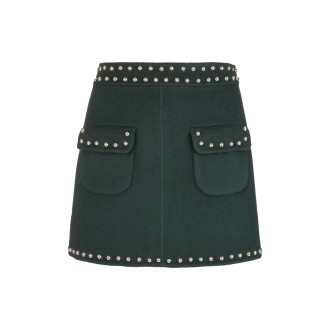 PAROSH Minigonna Leak Verde Scuro Con Borchie