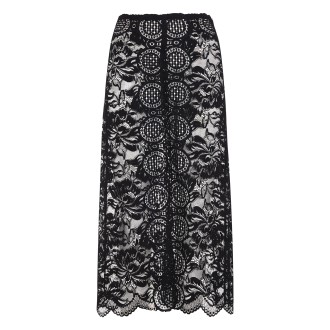 PACO RABANNE Gonna Midi Donna In Pizzo Nero