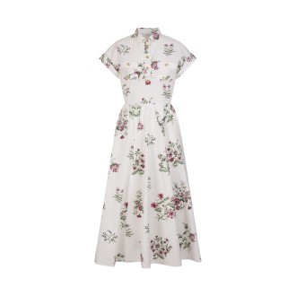 GIAMBATTISTA VALLI Abito Longuette In Popeline Bianco A Fiori