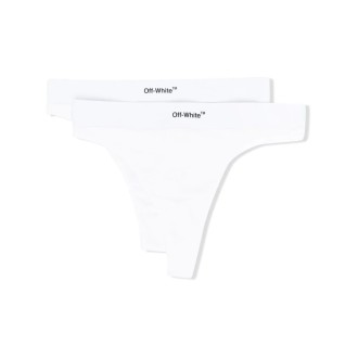 OFF-WHITE Set di 2 Perizomi Helvetica Logo Bianchi