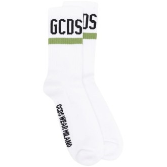 GCDS Calzini Unisex Bianchi e Verdi Con Logo GCDS