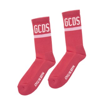 GCDS Calzini Unisex Rosso Corallo Con Logo GCDS