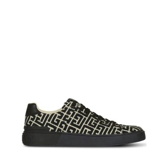 BALMAIN Sneakers B-Court Uomo Nere e Avorio In Jacquard Con Monogramma