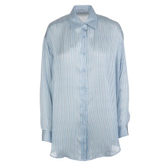 ERMANNO SCERVINO Camicia Donna In Seta Rigata Azzurra