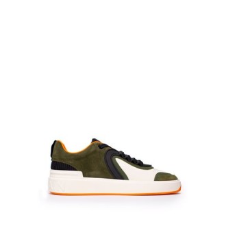 SNEAKERS B-SKATE KAKI E BIANCHE IN PELLE DI VITELLO E CAMOSCIOenbsp;