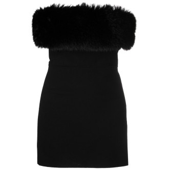 Saint Laurent Mini Dress With Faux Fur Detail