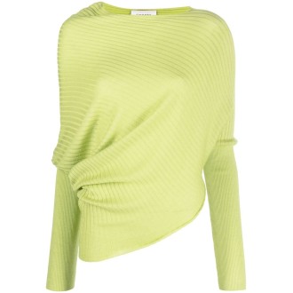 SNOBBY SHEEP top drappeggiato in cachemere e seta lime con drappeggio