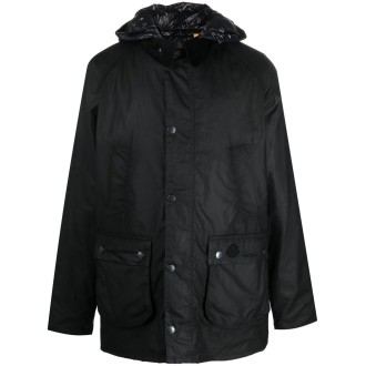 MONCLER 1952 piumino nero cerato con imbottitura in piuma 