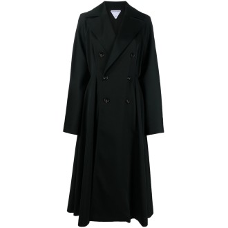 BOTTEGA VENETA trench doppiopetto in lana nero con ampi revers