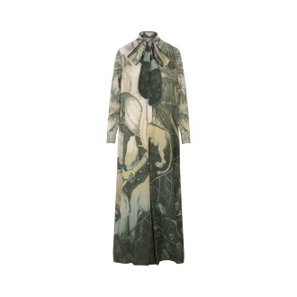 FOR RESTLESS SLEEPERS Jumpsuit Nettuno Donna In Seta Verde Con Stampa Leone